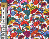 Little Johnny Colorful Mushrooms 100% Cotton Poplin 147cm Wide Digitally Printed Fabric for Crafting, Sewing, Patchwork, Dressmaking